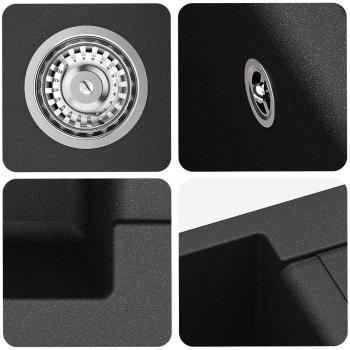 Waschbecken Schwarz 780 x 500 mm 80% Quarz und 20% Harz