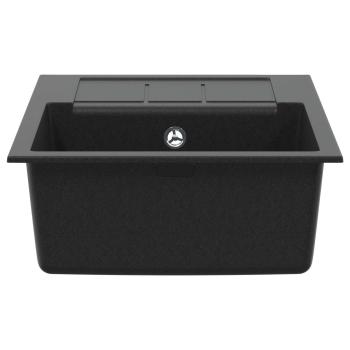 Waschbecken Schwarz 620 x 500 mm 80% Quarz und 20% Harz