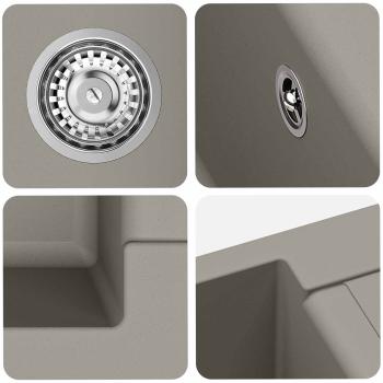 Waschbecken Grau 620 x 500 mm 80% Quarz und 20% Harz