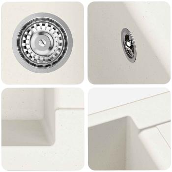 Waschbecken Weiß 620 x 500 mm 80% Quarz und 20% Harz