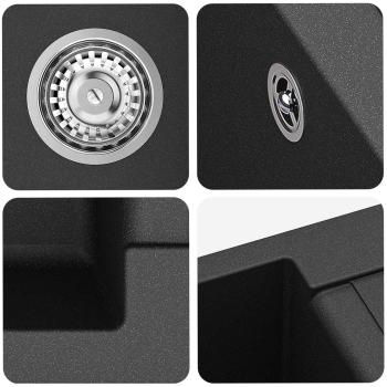 Waschbecken Schwarz 780 x 500 mm 80% Quarz und 20% Harz