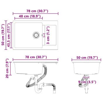 Waschbecken Grau 780 x 500 mm 80% Quarz und 20% Harz