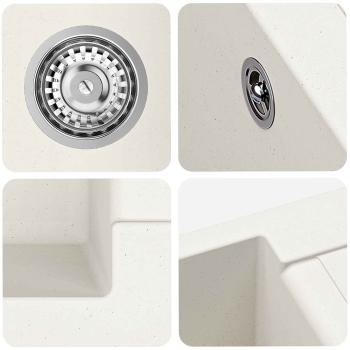 Waschbecken Weiß 780 x 500 mm 80% Quarz und 20% Harz