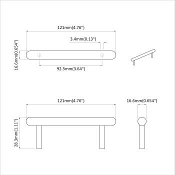 Schrankgriff 474 pcs Schwarz 121 x 16.6 x 28.3 mm Eisen