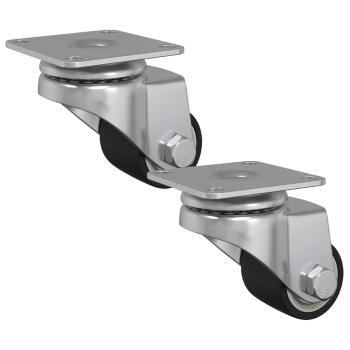 ARDEBO.de - Bockrolle 2 pcs Silber 50 mm Nylon