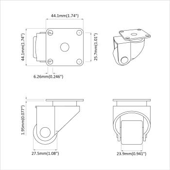 Bockrolle 2 pcs Silber 50 mm Nylon