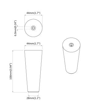 Möbelbeine 12 pcs Braun Ø 44 x 100 mm Massives Eukalyptus Holz
