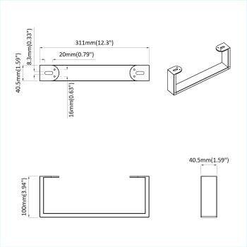Möbelbeine 2 pcs Schwarz 31,1 x 4 x 10 mm Eisen