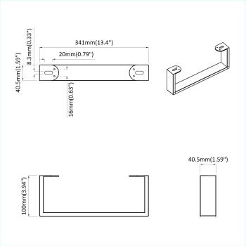 Möbelbeine 12 pcs Schwarz 34,1 x 4 x 10 mm Eisen
