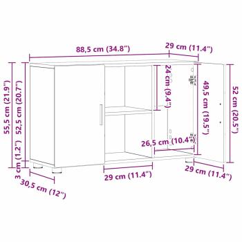 Sideboard mit Regal Weiß 88,5 x 30,5 x 55,5 cm Holzwerkstoff