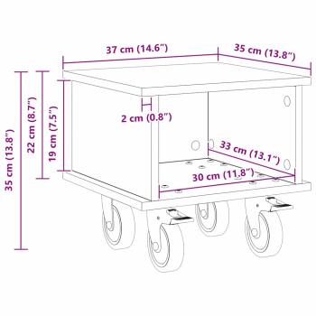 TV-Ständer Schwarz Eichen-Optik 37 x 35 x 35 cm Holzwerkstoff