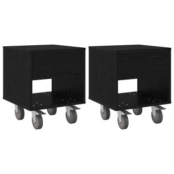 Nachttisch 2 pcs Schwarz Eichen-Optik 40,5 x 40 x 48 cm