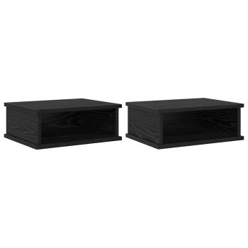 Nachttisch 2 pcs Schwarz Eichen-Optik 40 x 31 x 15 cm