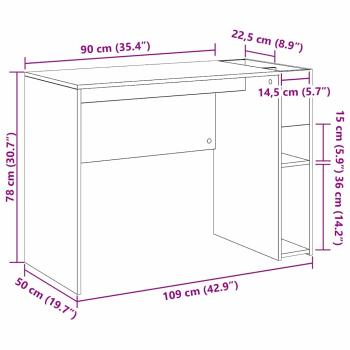 Schreibtisch Schwarz Eichen-Optik 109 x 50 x 78 cm
