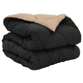 ARDEBO.de - Ganzjahresbettdecke Schwarz und Taupe 200 x 135 cm Mikrofaser