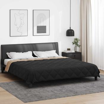 ARDEBO.de - Ganzjahresbettdecke Schwarz und Taupe 220 x 260 cm Mikrofaser