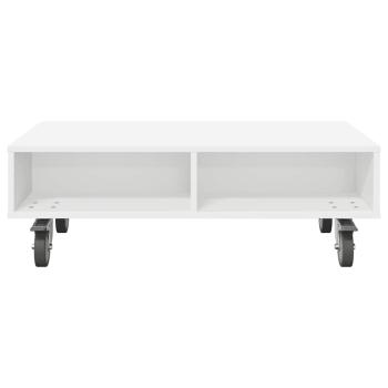 Beistelltisch mit Rädern Weiß 90 x 50 x 30 cm Holzwerkstoff