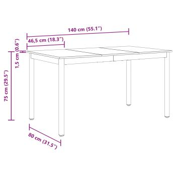 Esstische 140 x 80 x 75 cm METALL Rechtwinklig