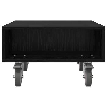 Beistelltisch mit Rädern Schwarz Eichen-Optik 50 x 50 x 30 cm