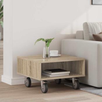 ARDEBO.de - Beistelltisch mit Rädern Sonoma-Eiche 50 x 50 x 30 cm