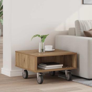 ARDEBO.de - Beistelltisch mit Rädern Artisan-Eiche 50 x 50 x 30 cm