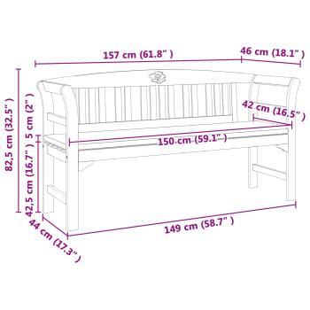 Bank Natürlicher Ölfinish 157 x 46 x 82,5 cm Massivholz Akazie