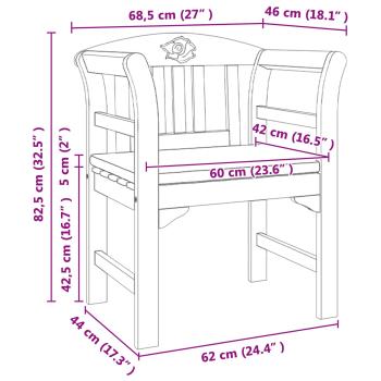 Bank Natürlicher Ölfinish 68,5 x 46 x 82,5 cm Massivholz Akazie