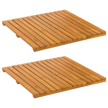 Badematte 2 stk. Natur 50 x 50 cm Massivholz Akazie