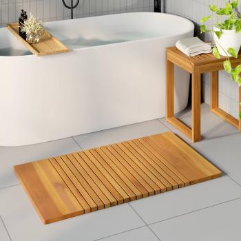 ARDEBO.de - Badematte Uni Braun 100 x 55 cm Holz