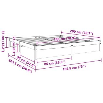 Bettrahmen Wachsbraun 180 x 200 cm Massivholz Kiefer