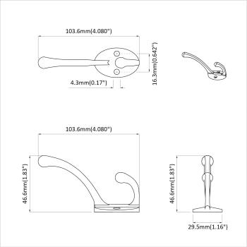 Kleiderhaken 12 pcs Schwarz 102 x 29 x 47mm Zinklegierung
