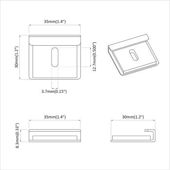 Spiegel Halterungsbracket 12 pcs Nickel 35 x 30 x 8,3 mm Stahl