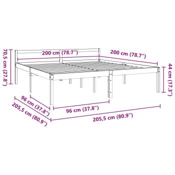 Bettrahmen Wachsbraun 200 x 200 cm Massives Kiefernholz