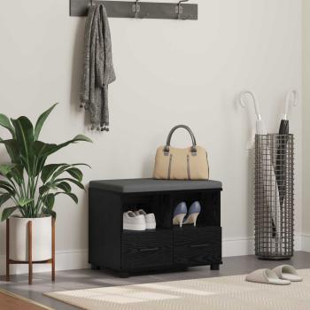 ARDEBO.de - Flurbank mit Kissen Schwarz Eichen-Optik 60 x 38 x 46 cm