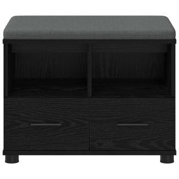 Flurbank mit Kissen Schwarz Eichen-Optik 60 x 38 x 46 cm