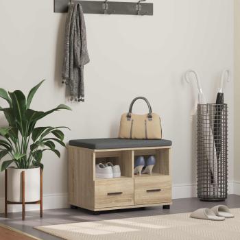 ARDEBO.de - Flurbank mit Kissen mit Schubladen Sonoma-Eiche 60 x 38 x 46 cm