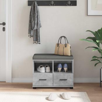 Flurbank Beton Grau 60 x 38 x 46 cm Spanplatte und Polsterstoff