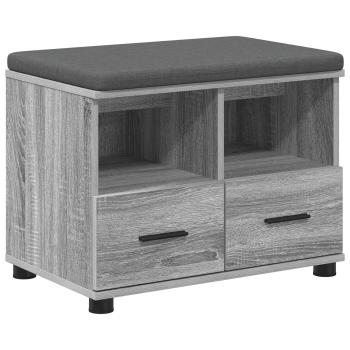 ARDEBO.de - Flurbank mit Kissen mit Speicher Graues Sonoma 60 x 38 x 46 cm