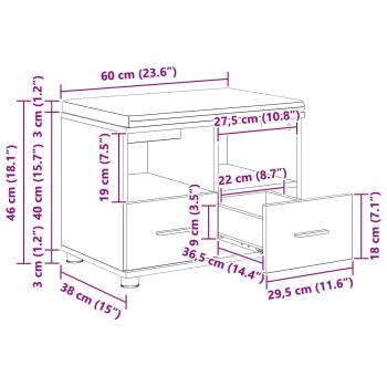 Flurbank Altholz 60 x 38 x 46 cm Spanplatte und Polsterstoff