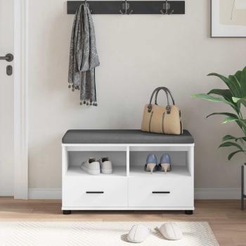 Flurbank Weiß 80 x 38 x 46 cm Spanplatte und Polsterstoff