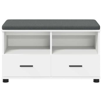 Flurbank Weiß 80 x 38 x 46 cm Spanplatte und Polsterstoff