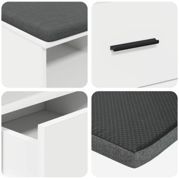 Flurbank Weiß 80 x 38 x 46 cm Spanplatte und Polsterstoff