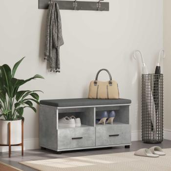 ARDEBO.de - Flurbank Beton Grau 80 x 38 x 46 cm Spanplatte und Polsterstoff