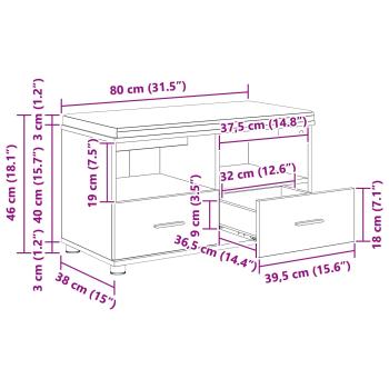 Flurbank Beton Grau 80 x 38 x 46 cm Spanplatte und Polsterstoff