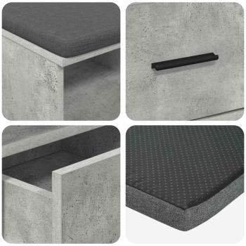 Flurbank Beton Grau 80 x 38 x 46 cm Spanplatte und Polsterstoff