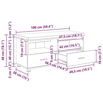 Flurbank Weiß 100 x 38 x 46 cm Spanplatte und Polsterstoff