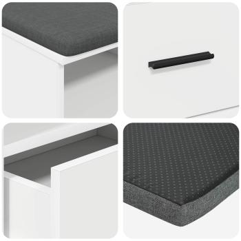 Flurbank Weiß 100 x 38 x 46 cm Spanplatte und Polsterstoff