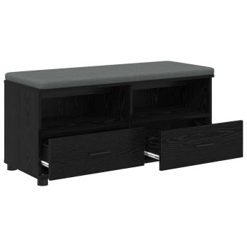 Flurbank mit Kissen Schwarz Eichen-Optik 100 x 38 x 46 cm