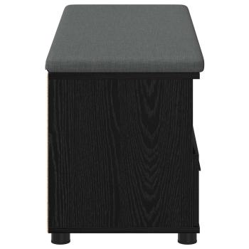 Flurbank mit Kissen Schwarz Eichen-Optik 100 x 38 x 46 cm