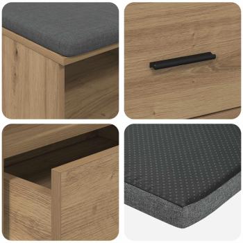 Flurbank mit Kissen mit Speicher Artisan-Eiche 100 x 38 x 46 cm